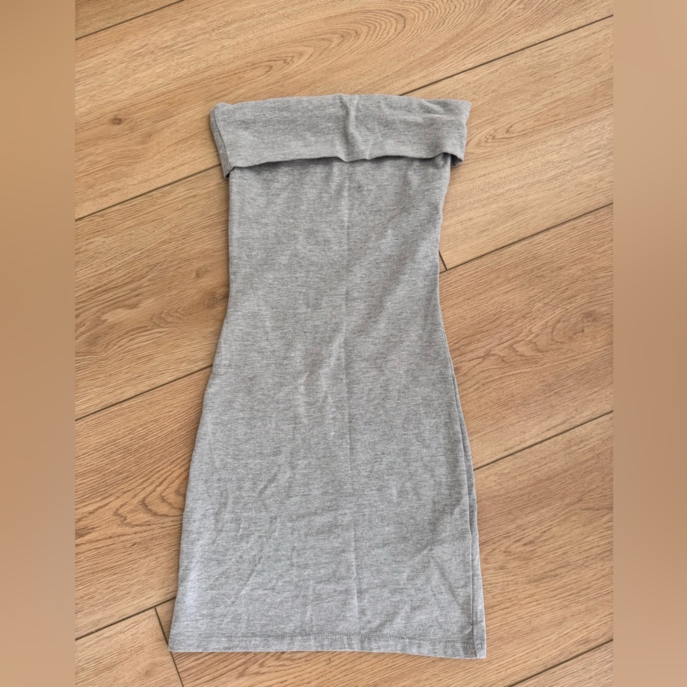 Pull&Bear Gray Strapless Bodycon Dress